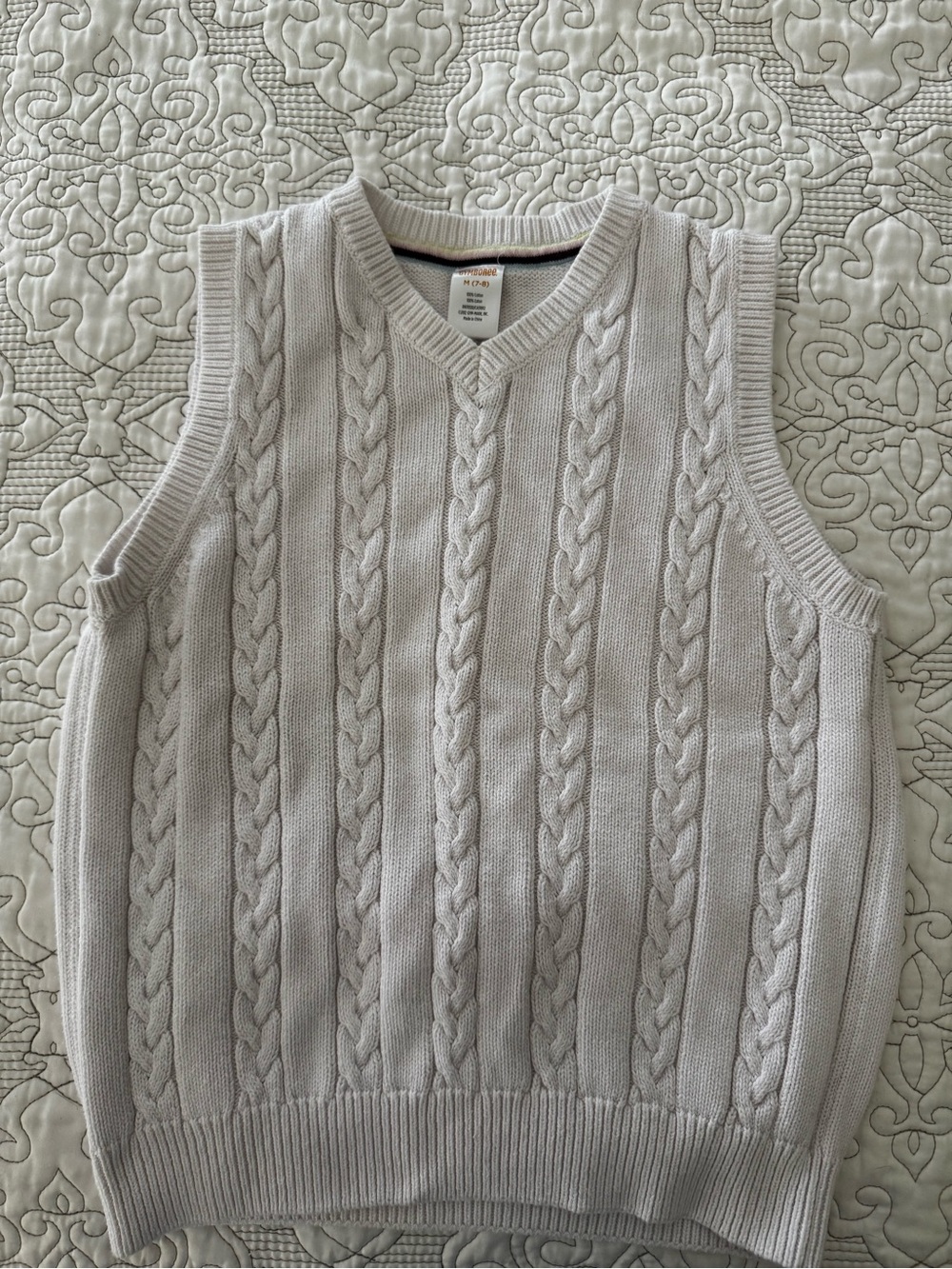 Gymboree Girls Cable Knit V-Neck Sweater Vest - Light pink
